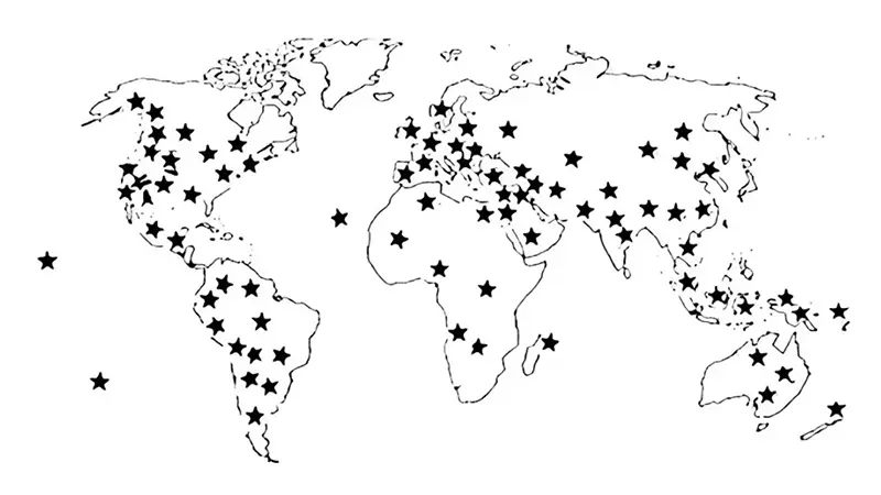 Mapa global com todas as localizações de lendas e narrativas sobre um Dilúvio