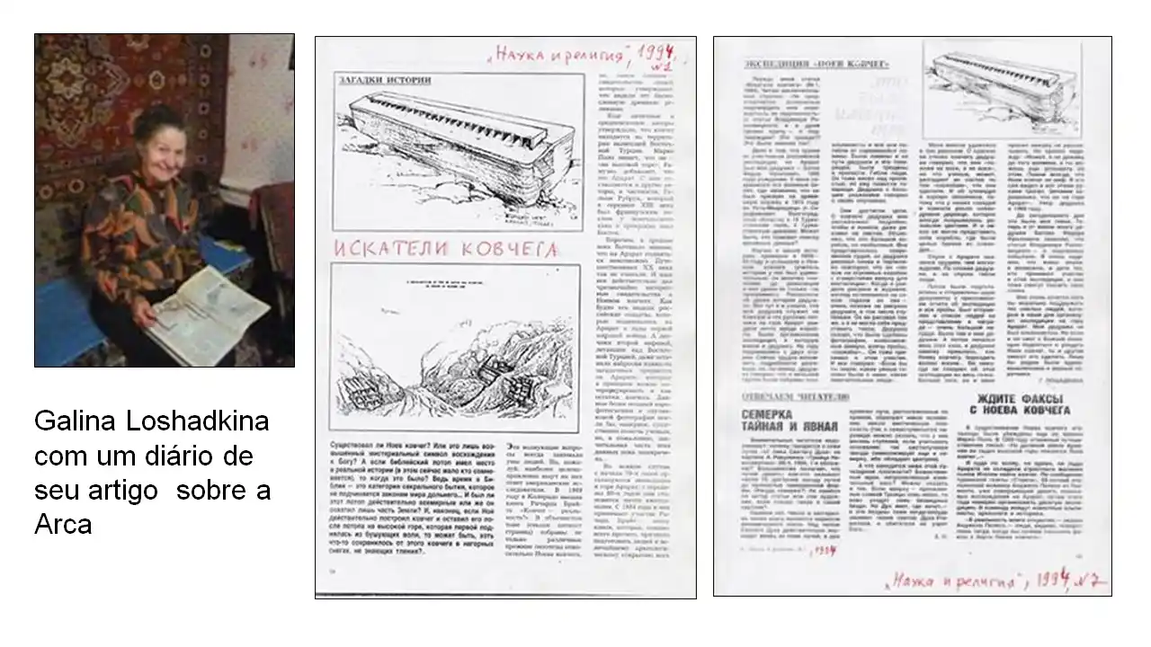 Galina Loshadkina com um diário de seu artigo sobre a Arca