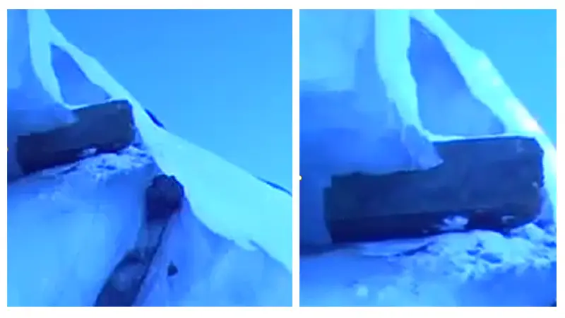 Imagens do vídeo feito por Claudio Schranz no Monte Ararate mostrando as madeiras em uma geleira Imagens do vídeo feito por Claudio Schranz no Monte Ararate mostrando as madeiras em uma geleira.