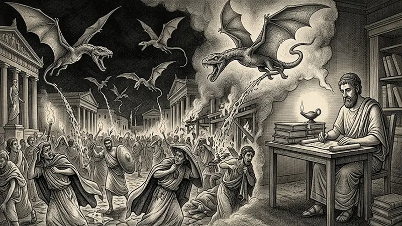 Megástenes, historiador grego, menciona serpentes aladas semelhantes a pterossauros.