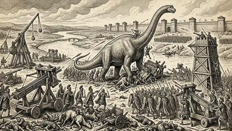 Plínio, o Velho, escritor e naturalista menciona criaturas semelhantes a Dinossauros.